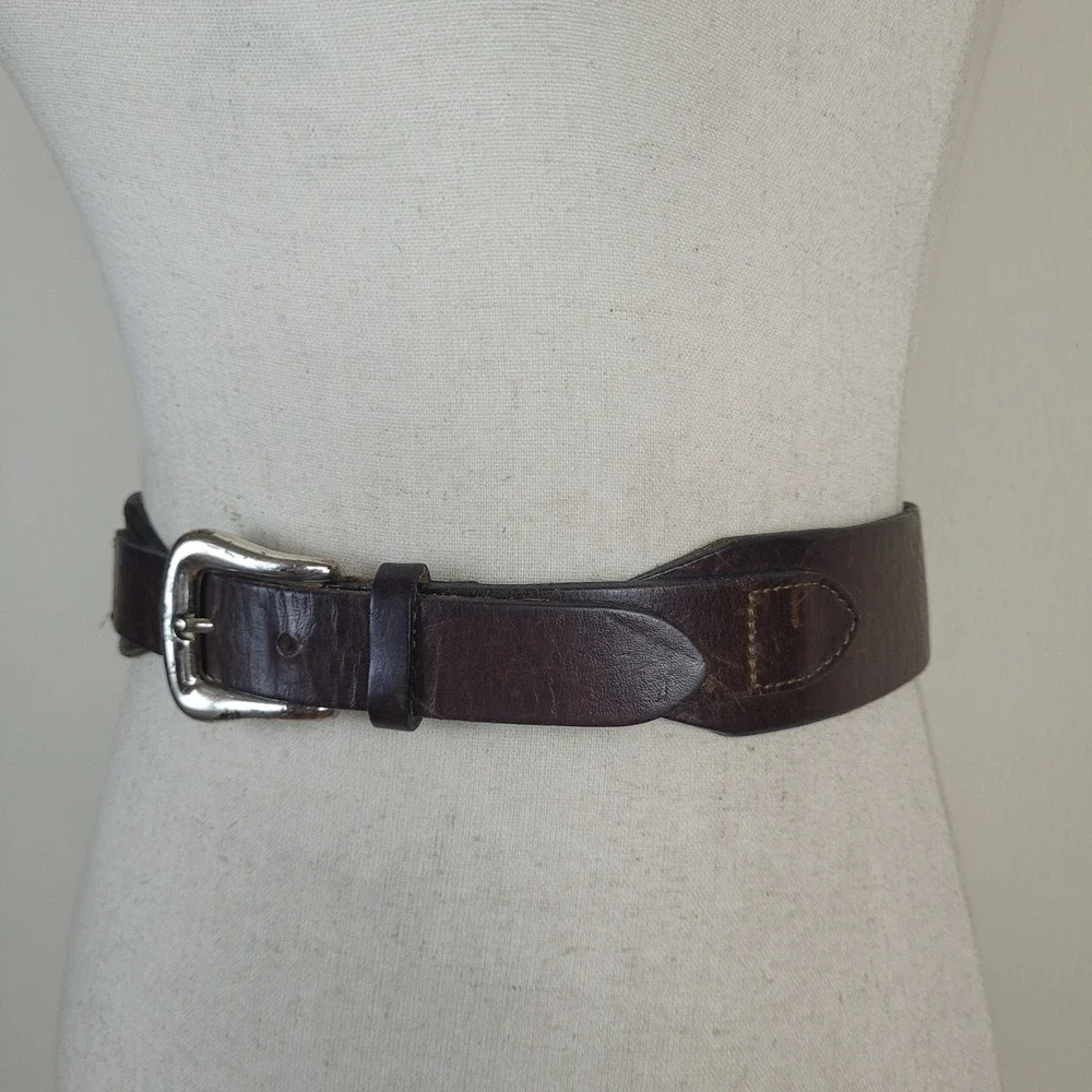 Brown Leather Belt Medium Waist Equestrian Heritage Polo Preppy Corset Heritage